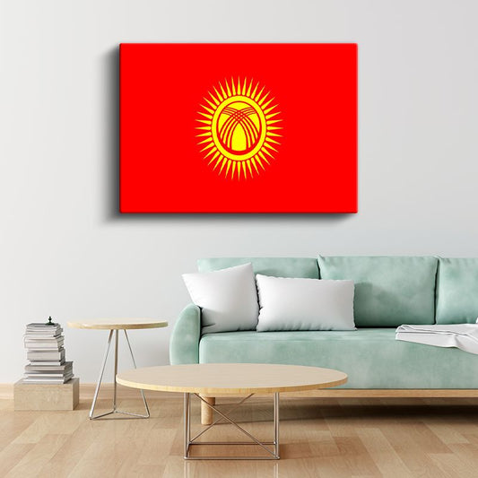 Kırgızistan Bayrağı - Kanvas Tablo