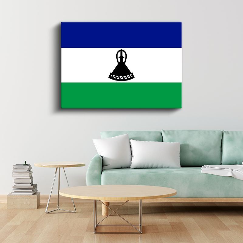 Lesotho Bayrağı - Kanvas Tablo