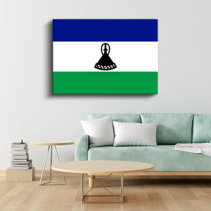 Lesotho Bayrağı - Kanvas Tablo