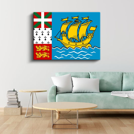 Saint Pierre ve Miquelon Bayrağı - Kanvas Tablo
