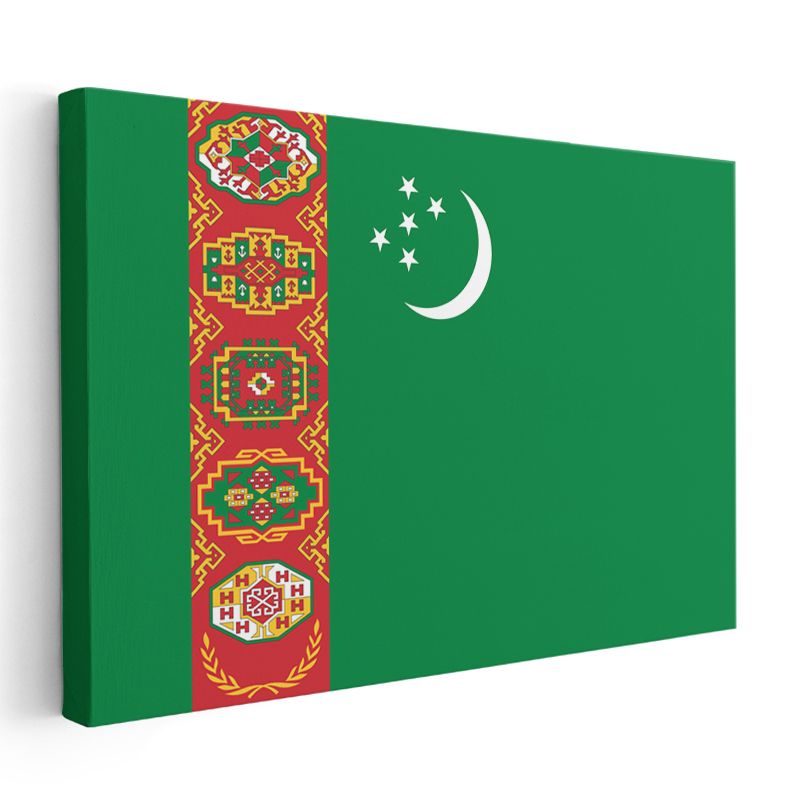Türkmenistan Bayrağı - Kanvas Tablo