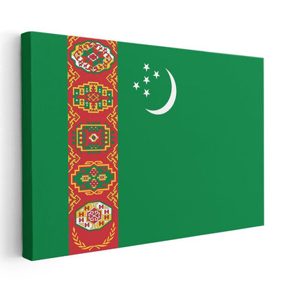 Türkmenistan Bayrağı - Kanvas Tablo