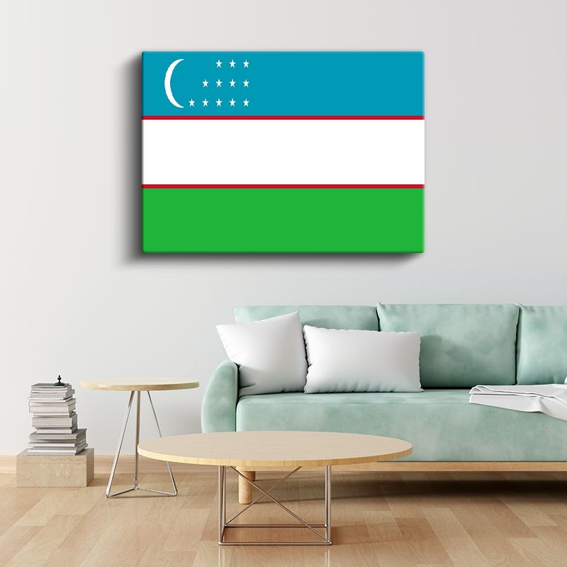 Özbekistan Bayrağı - Kanvas Tablo