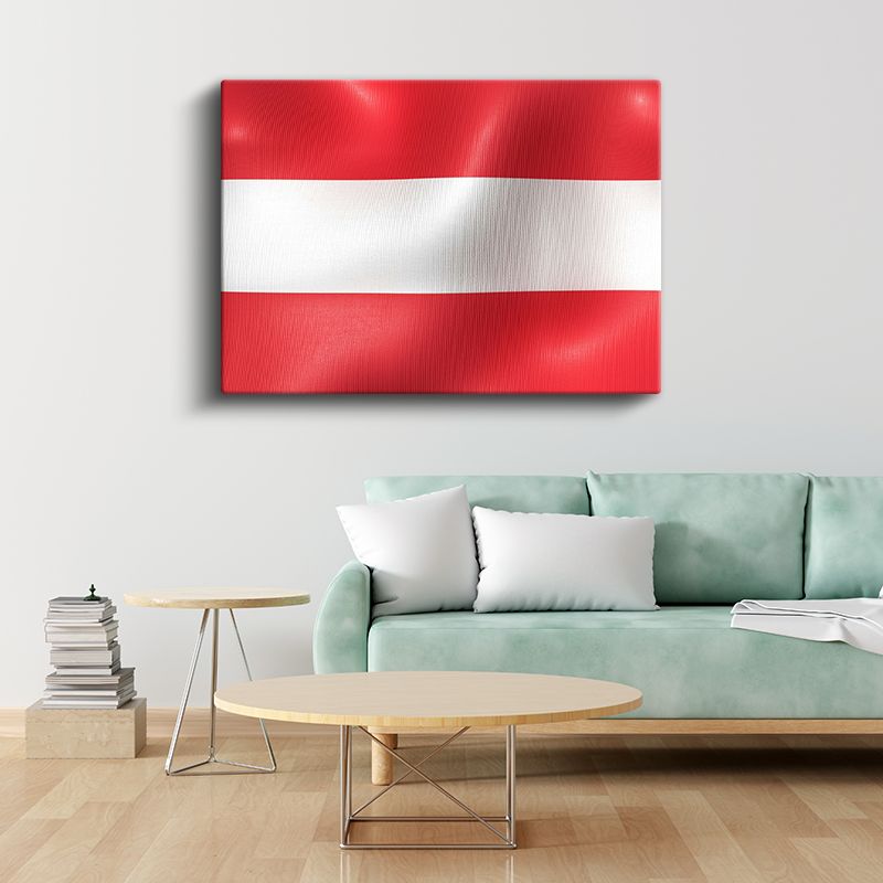 Avusturya Bayrağı - Dalgalı Görünüm Kanvas Tablo