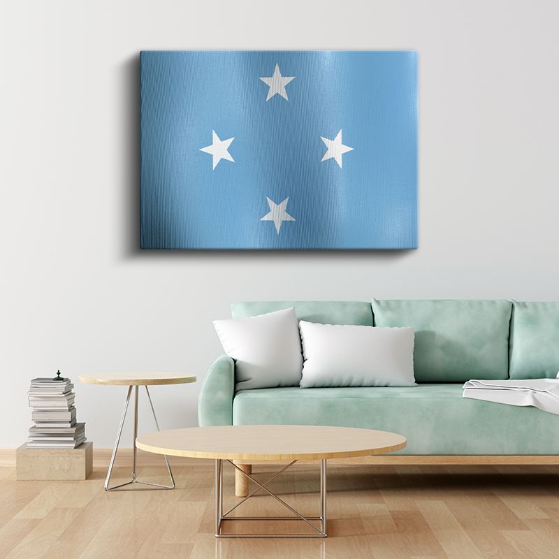 Mikronezya Bayrağı - Dalgalı Görünüm Kanvas Tablo
