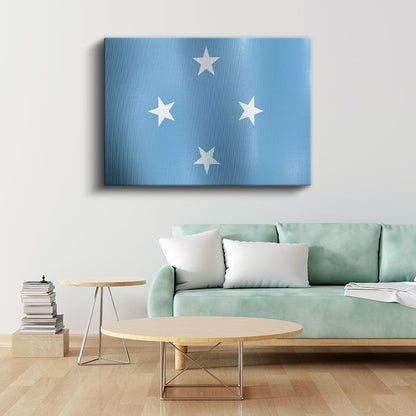 Mikronezya Bayrağı - Dalgalı Görünüm Kanvas Tablo