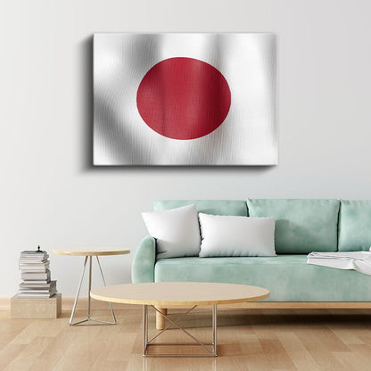 Japonya Bayrağı - Dalgalı Görünüm Kanvas Tablo