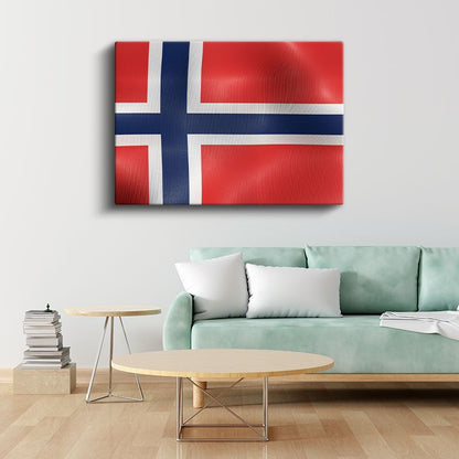 Norveç Bayrağı - Dalgalı Görünüm Kanvas Tablo