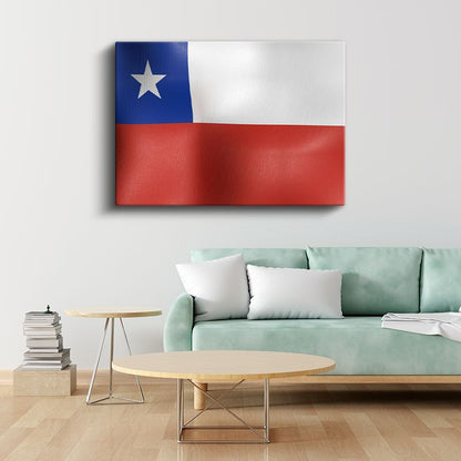 Şili Bayrağı - Dalgalı Görünüm Kanvas Tablo