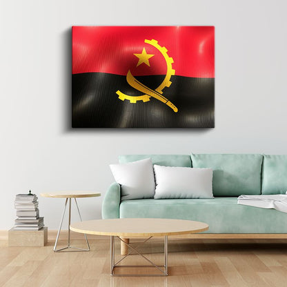 Angola Bayrağı - Dalgalı Görünüm Kanvas Tablo