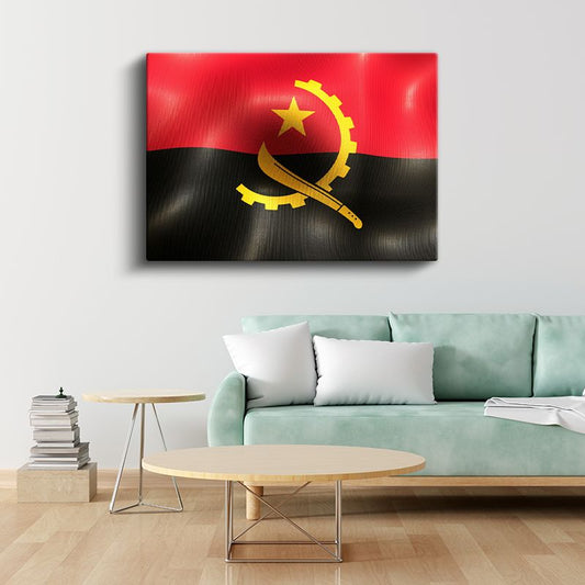 Angola Bayrağı - Dalgalı Görünüm Kanvas Tablo