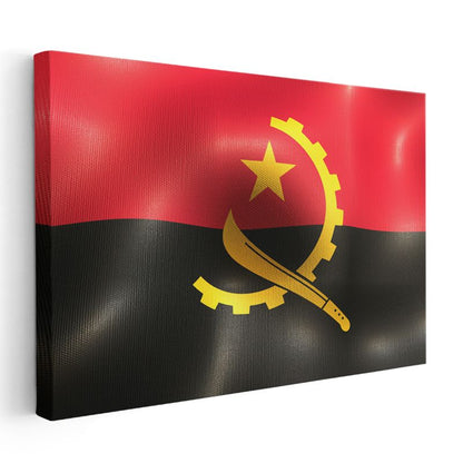 Angola Bayrağı - Dalgalı Görünüm Kanvas Tablo