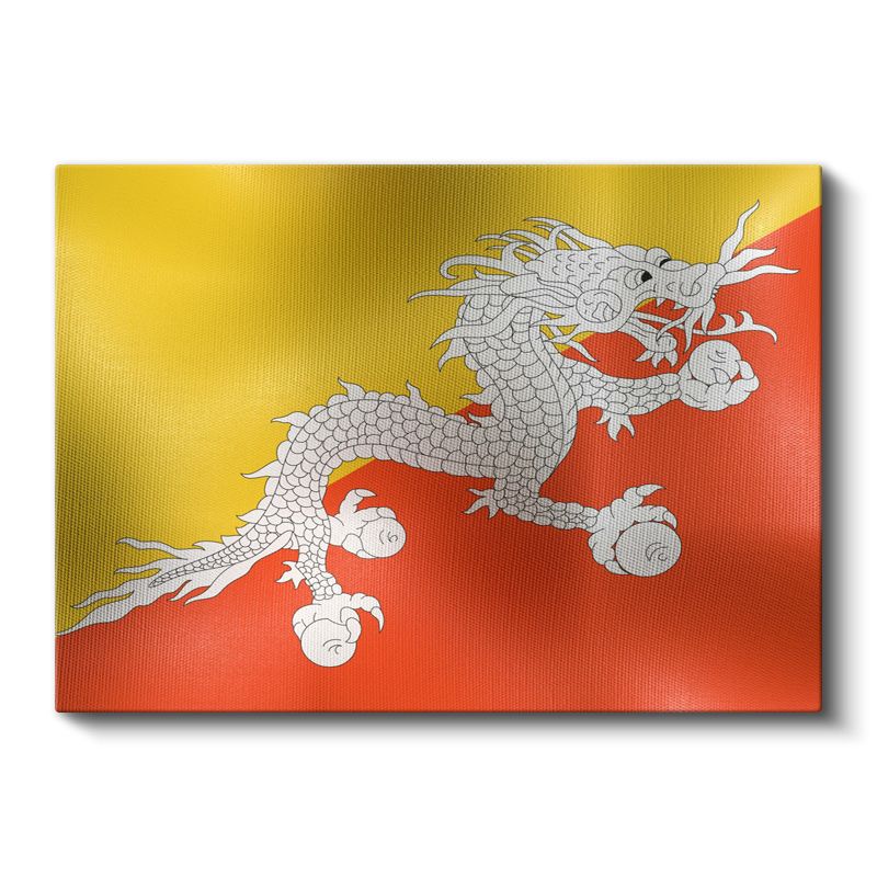 Bhutan Bayrağı - Dalgalı Görünüm Kanvas Tablo