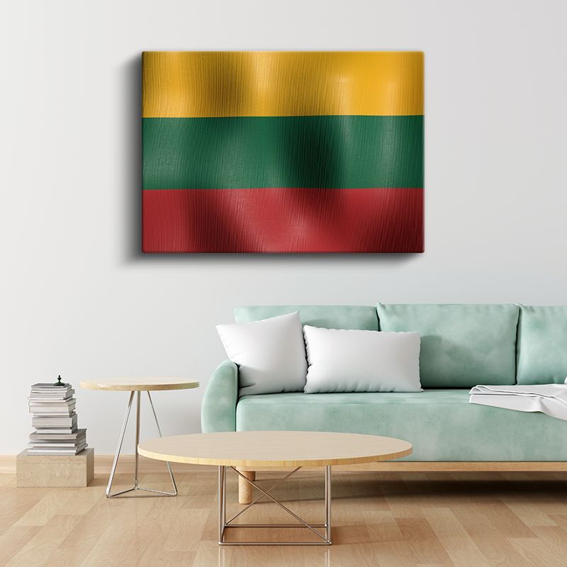 Litvanya Bayrağı - Dalgalı Görünüm Kanvas Tablo