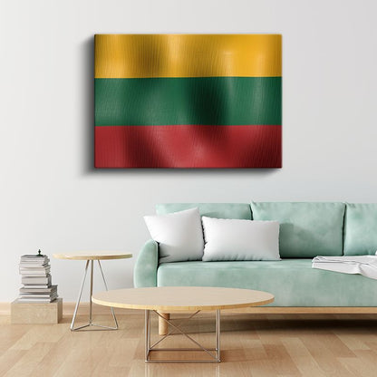 Litvanya Bayrağı - Dalgalı Görünüm Kanvas Tablo
