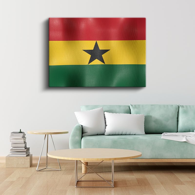 Gana Bayrağı - Dalgalı Görünüm Kanvas Tablo