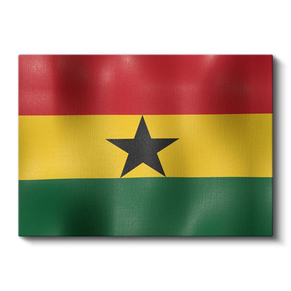 Gana Bayrağı - Dalgalı Görünüm Kanvas Tablo