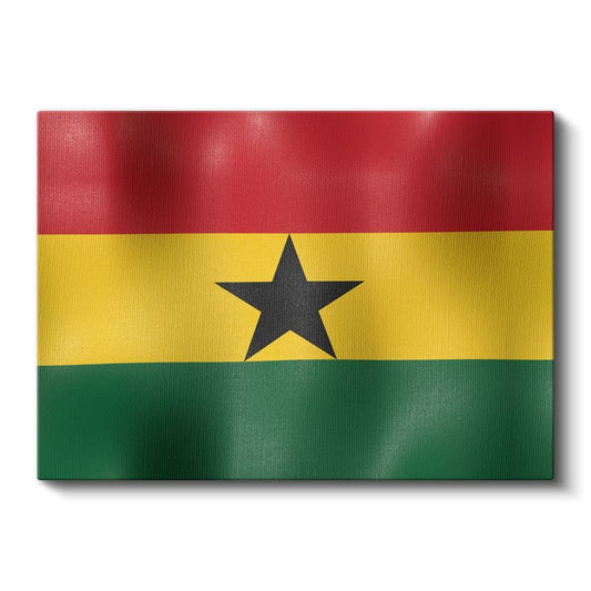 Gana Bayrağı - Dalgalı Görünüm Kanvas Tablo