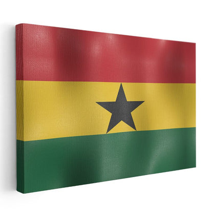 Gana Bayrağı - Dalgalı Görünüm Kanvas Tablo