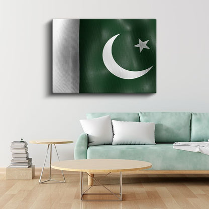 Pakistan Bayrağı - Dalgalı Görünüm Kanvas Tablo