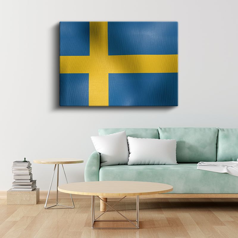 İsveç Bayrağı - Dalgalı Görünüm Kanvas Tablo