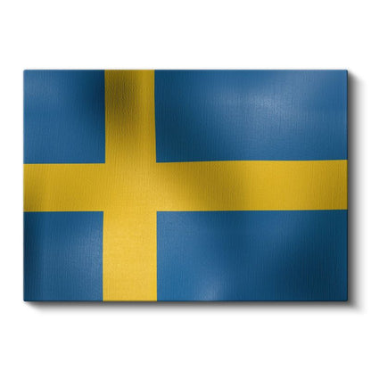 İsveç Bayrağı - Dalgalı Görünüm Kanvas Tablo