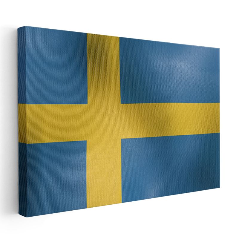 İsveç Bayrağı - Dalgalı Görünüm Kanvas Tablo