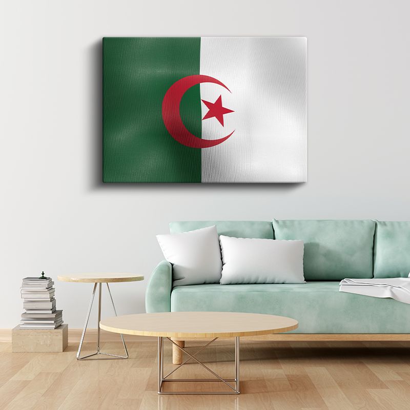 Cezayir Bayrağı - Dalgalı Görünüm Kanvas Tablo