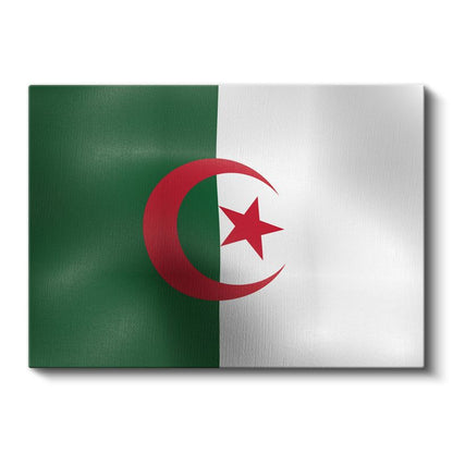 Cezayir Bayrağı - Dalgalı Görünüm Kanvas Tablo