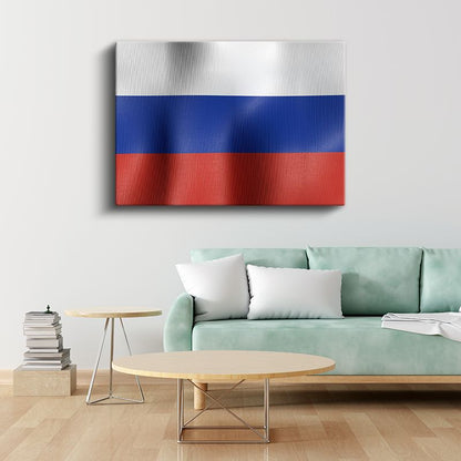 Rusya Bayrağı - Dalgalı Görünüm Kanvas Tablo