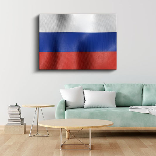 Rusya Bayrağı - Dalgalı Görünüm Kanvas Tablo