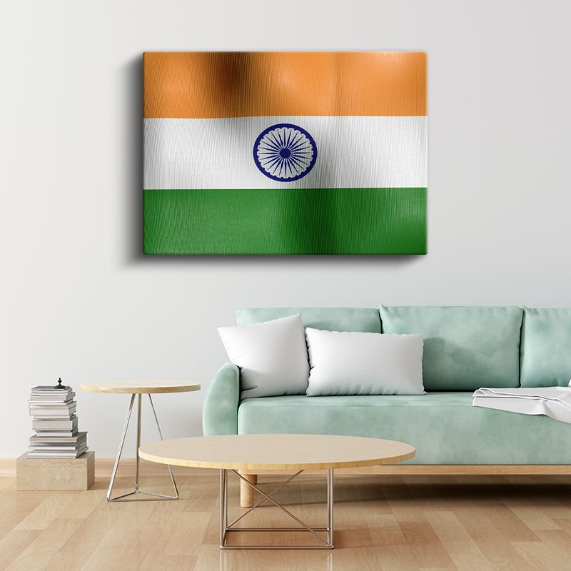 Hindistan Bayrağı - Dalgalı Görünüm Kanvas Tablo