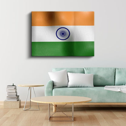 Hindistan Bayrağı - Dalgalı Görünüm Kanvas Tablo