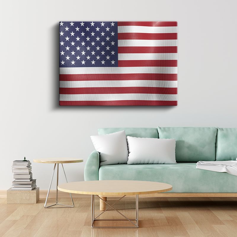Amerika Birleşik Devletleri Bayrağı - Dalgalı Görünüm Kanvas Tablo