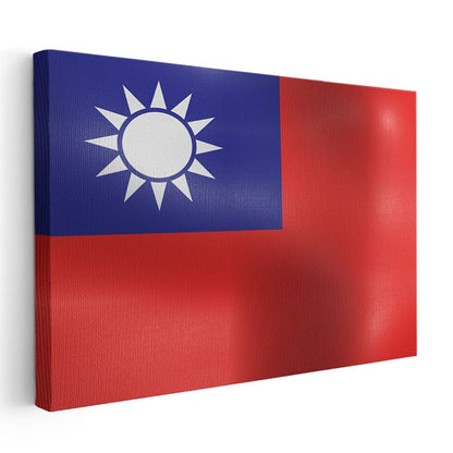 Tayvan Bayrağı - Dalgalı Görünüm Kanvas Tablo
