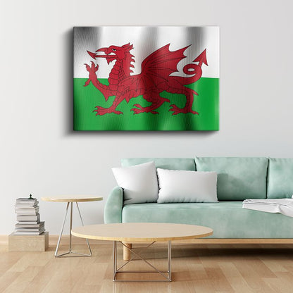 Galler Bayrağı - Dalgalı Görünüm Kanvas Tablo