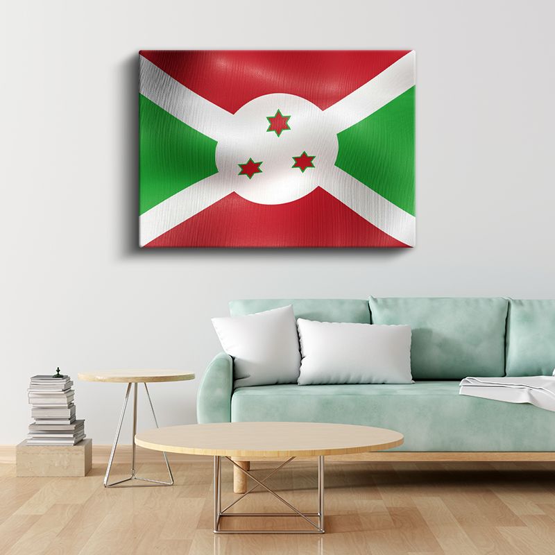 Burundi Bayrağı - Dalgalı Görünüm Kanvas Tablo