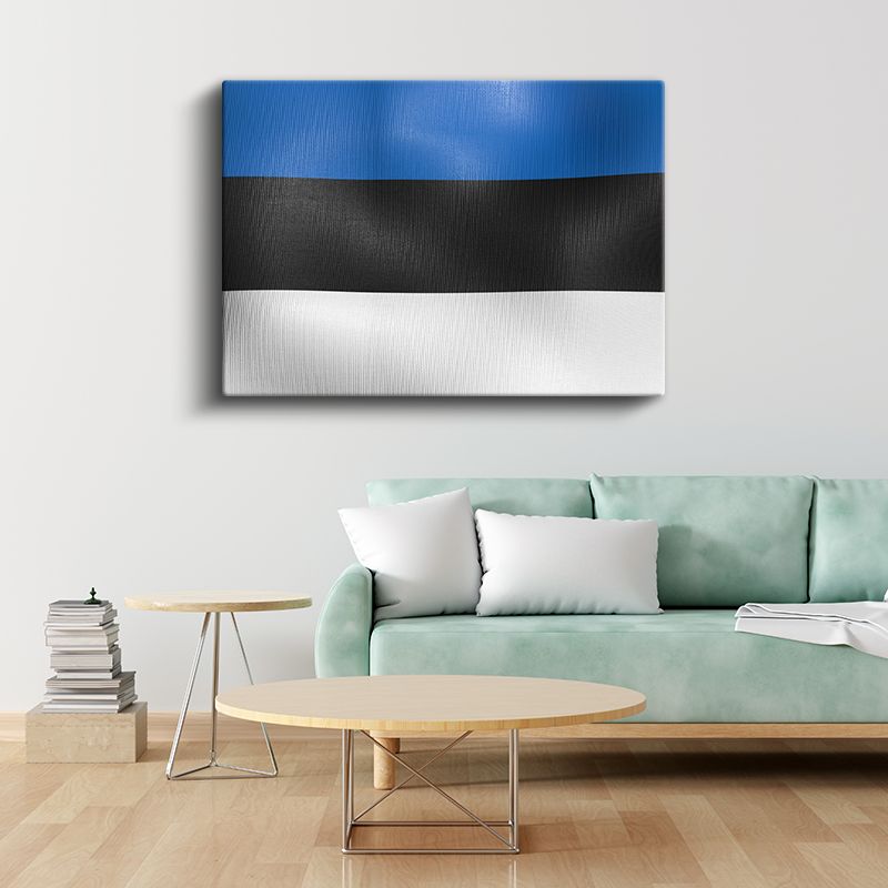 Estonya Bayrağı - Dalgalı Görünüm Kanvas Tablo