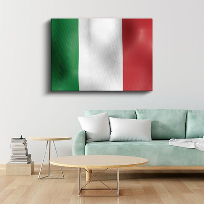 İtalya Bayrağı - Dalgalı Görünüm Kanvas Tablo