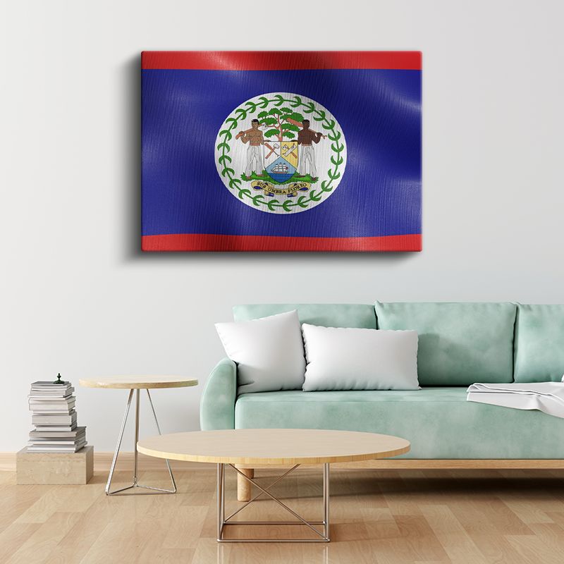 Belize Bayrağı - Dalgalı Görünüm Kanvas Tablo