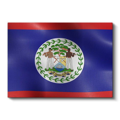 Belize Bayrağı - Dalgalı Görünüm Kanvas Tablo