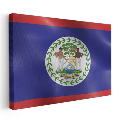Belize Bayrağı - Dalgalı Görünüm Kanvas Tablo