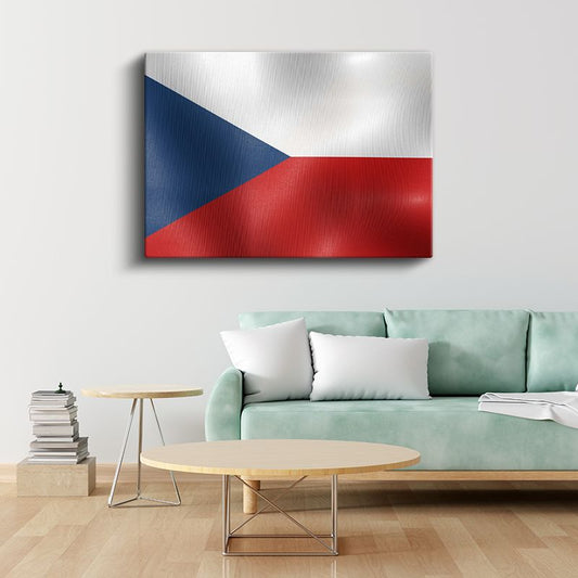 Çek Cumhuriyeti Bayrağı - Dalgalı Görünüm Kanvas Tablo