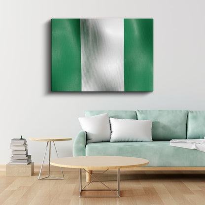 Nijerya Bayrağı - Dalgalı Görünüm Kanvas Tablo