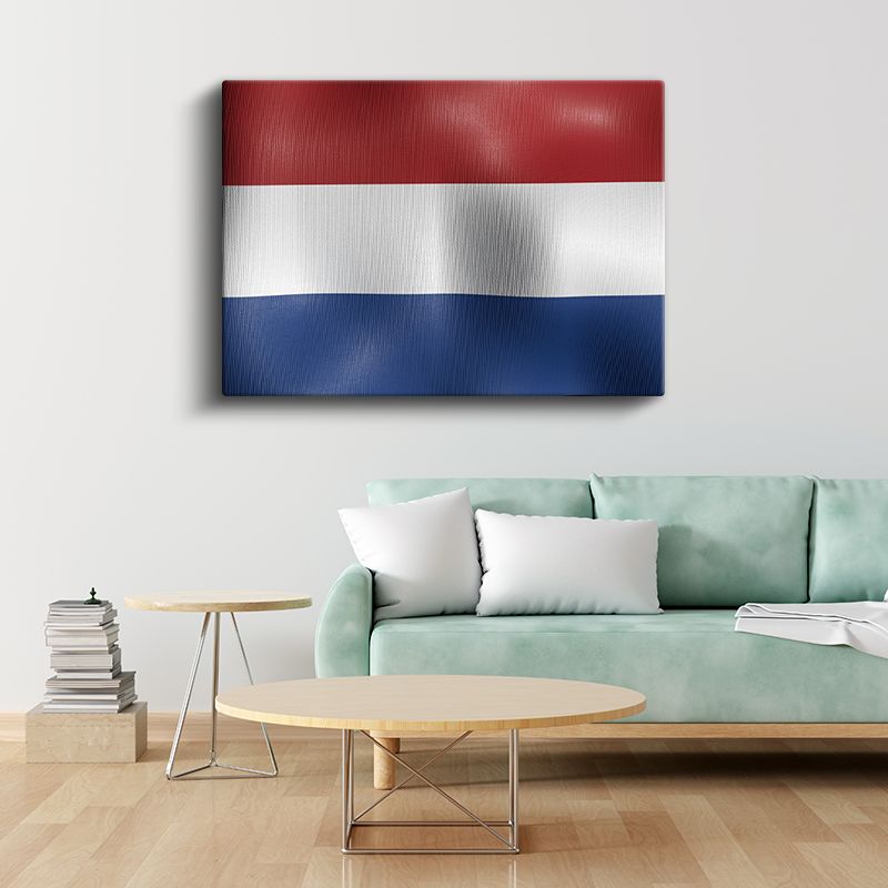Hollanda Bayrağı - Dalgalı Görünüm Kanvas Tablo