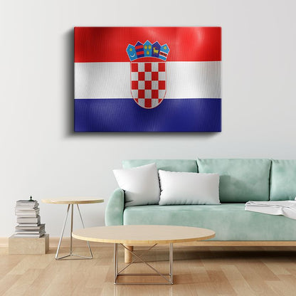 Hırvatistan Bayrağı - Dalgalı Görünüm Kanvas Tablo