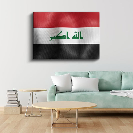 Irak Bayrağı - Dalgalı Görünüm Kanvas Tablo