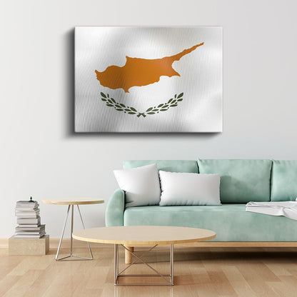 Kıbrıs Bayrağı - Dalgalı Görünüm Kanvas Tablo