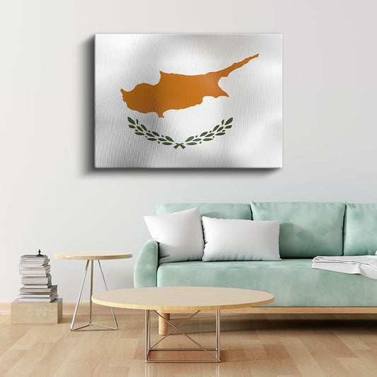 Kıbrıs Bayrağı - Dalgalı Görünüm Kanvas Tablo