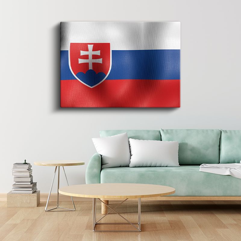 Slovakya Bayrağı - Dalgalı Görünüm Kanvas Tablo